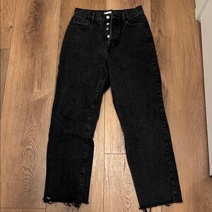Black High-Waisted Straight Jeans